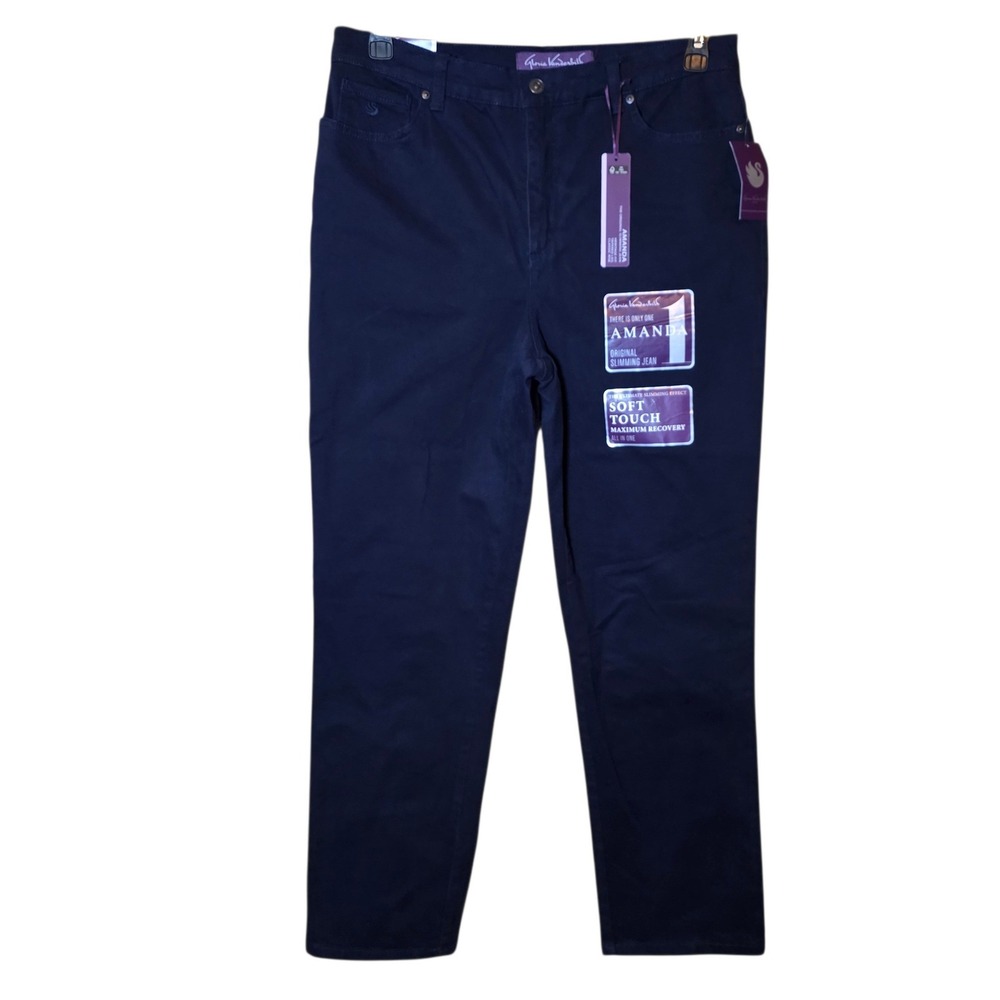 Gloria Vanderbilt Amanda Original Slimming Jeans Black Tapered Leg Size 12 NWT